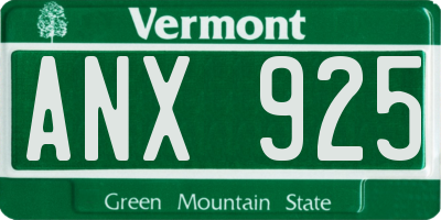 VT license plate ANX925