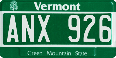VT license plate ANX926