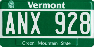 VT license plate ANX928