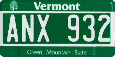 VT license plate ANX932