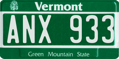 VT license plate ANX933