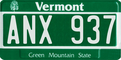 VT license plate ANX937