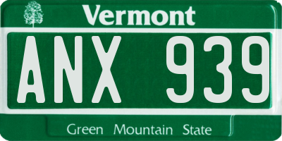 VT license plate ANX939
