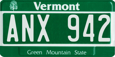 VT license plate ANX942