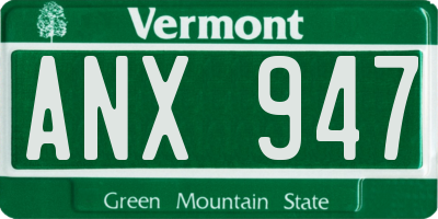 VT license plate ANX947