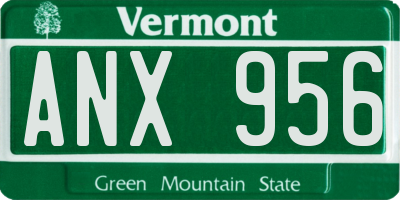 VT license plate ANX956