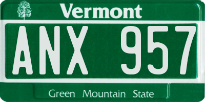 VT license plate ANX957