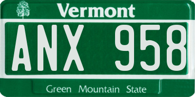VT license plate ANX958