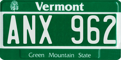 VT license plate ANX962