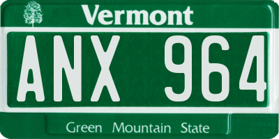 VT license plate ANX964