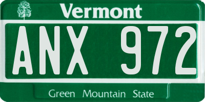 VT license plate ANX972