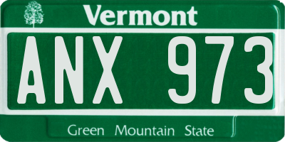 VT license plate ANX973