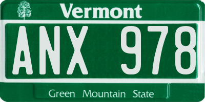 VT license plate ANX978