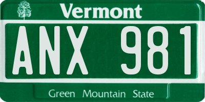 VT license plate ANX981