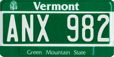 VT license plate ANX982