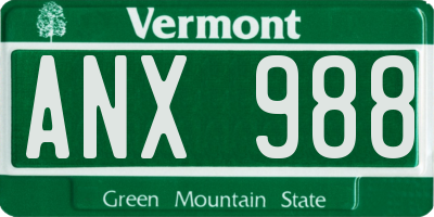 VT license plate ANX988