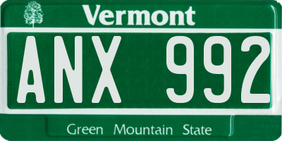 VT license plate ANX992