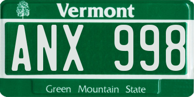 VT license plate ANX998