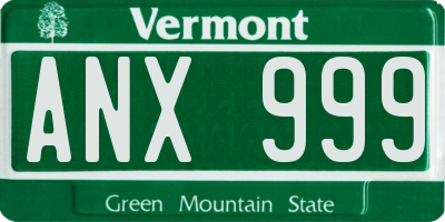 VT license plate ANX999