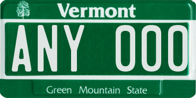 VT license plate ANY000