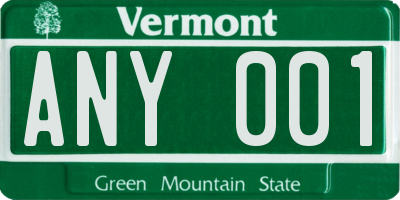 VT license plate ANY001