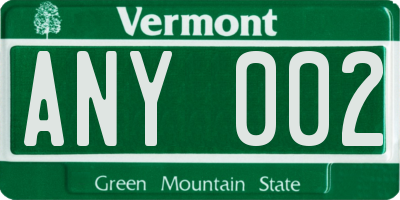 VT license plate ANY002