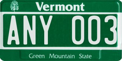 VT license plate ANY003