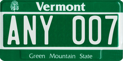 VT license plate ANY007