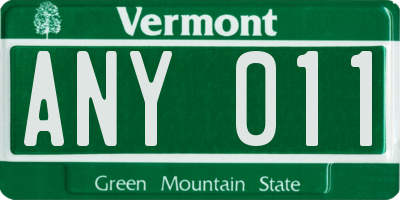 VT license plate ANY011