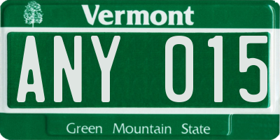 VT license plate ANY015
