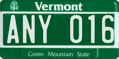 VT license plate ANY016