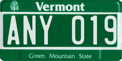 VT license plate ANY019