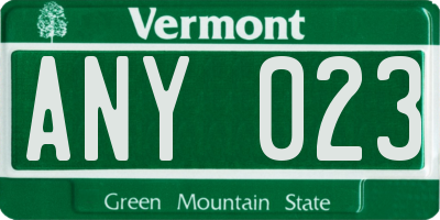 VT license plate ANY023