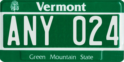 VT license plate ANY024
