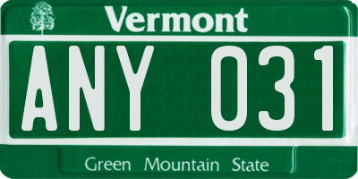 VT license plate ANY031