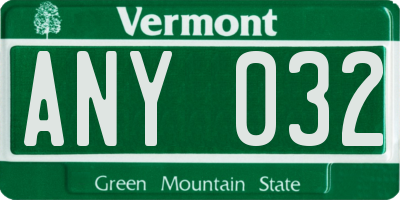 VT license plate ANY032