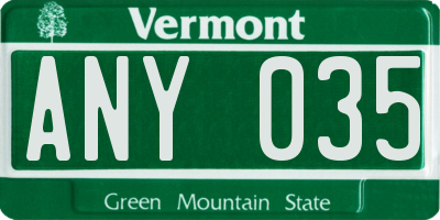 VT license plate ANY035