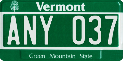 VT license plate ANY037