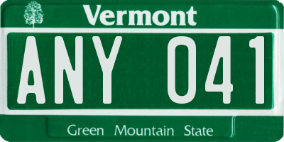 VT license plate ANY041