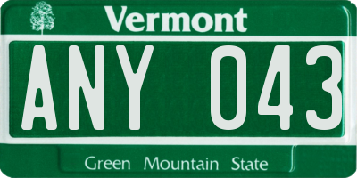 VT license plate ANY043