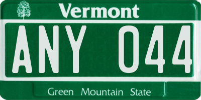 VT license plate ANY044
