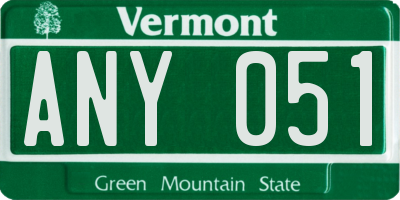 VT license plate ANY051