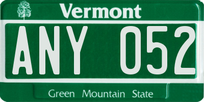 VT license plate ANY052
