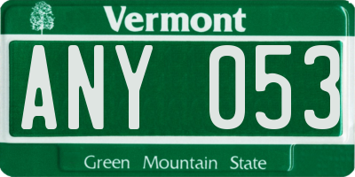 VT license plate ANY053