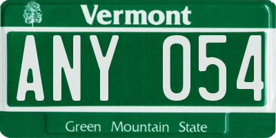 VT license plate ANY054