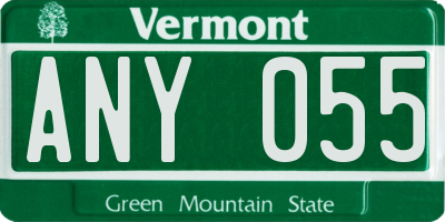 VT license plate ANY055