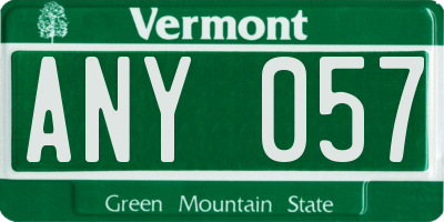 VT license plate ANY057