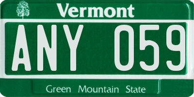 VT license plate ANY059