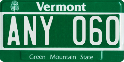 VT license plate ANY060