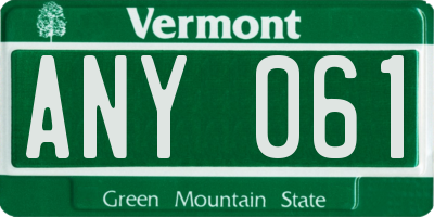 VT license plate ANY061